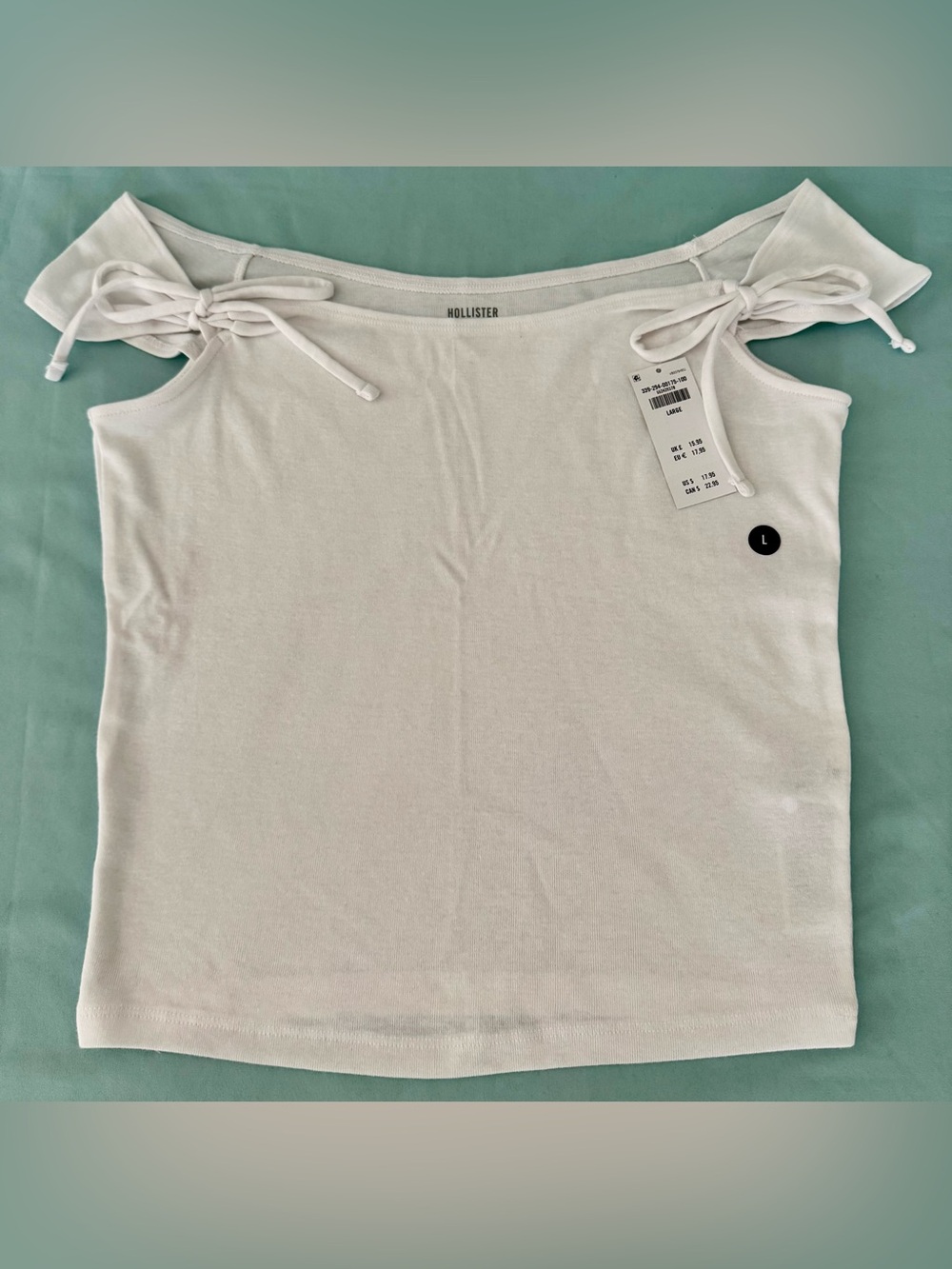 Hollister White Off-the-Shoulder Tie Sleeve Top
